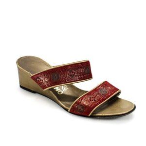 Salvatore Ferragamo Red Gold Leather Floral
